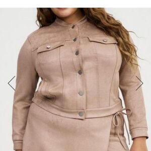 Torrid blush Suede-Look Button Front Jean Jacket